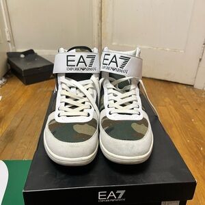 Emporio Armani White and Camouflage Sneakers